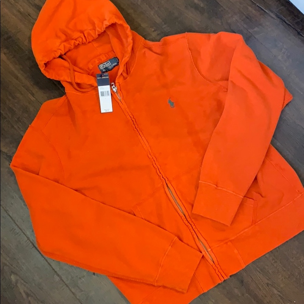 Orange Polo by Ralph Lauren zip up hoodie jacket